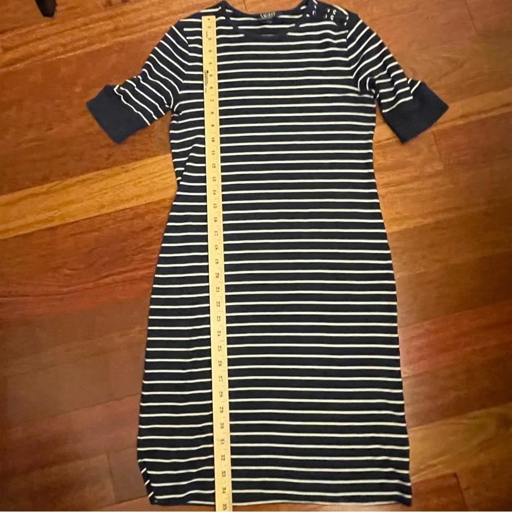 Ralph Lauren Striped Navy and White Midi Dress - Picture 7 of 8
